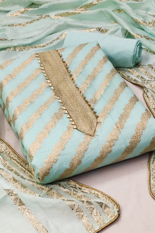 Fancy Chanderi Silk Lining Jacqaurd Salwar Suit For Women